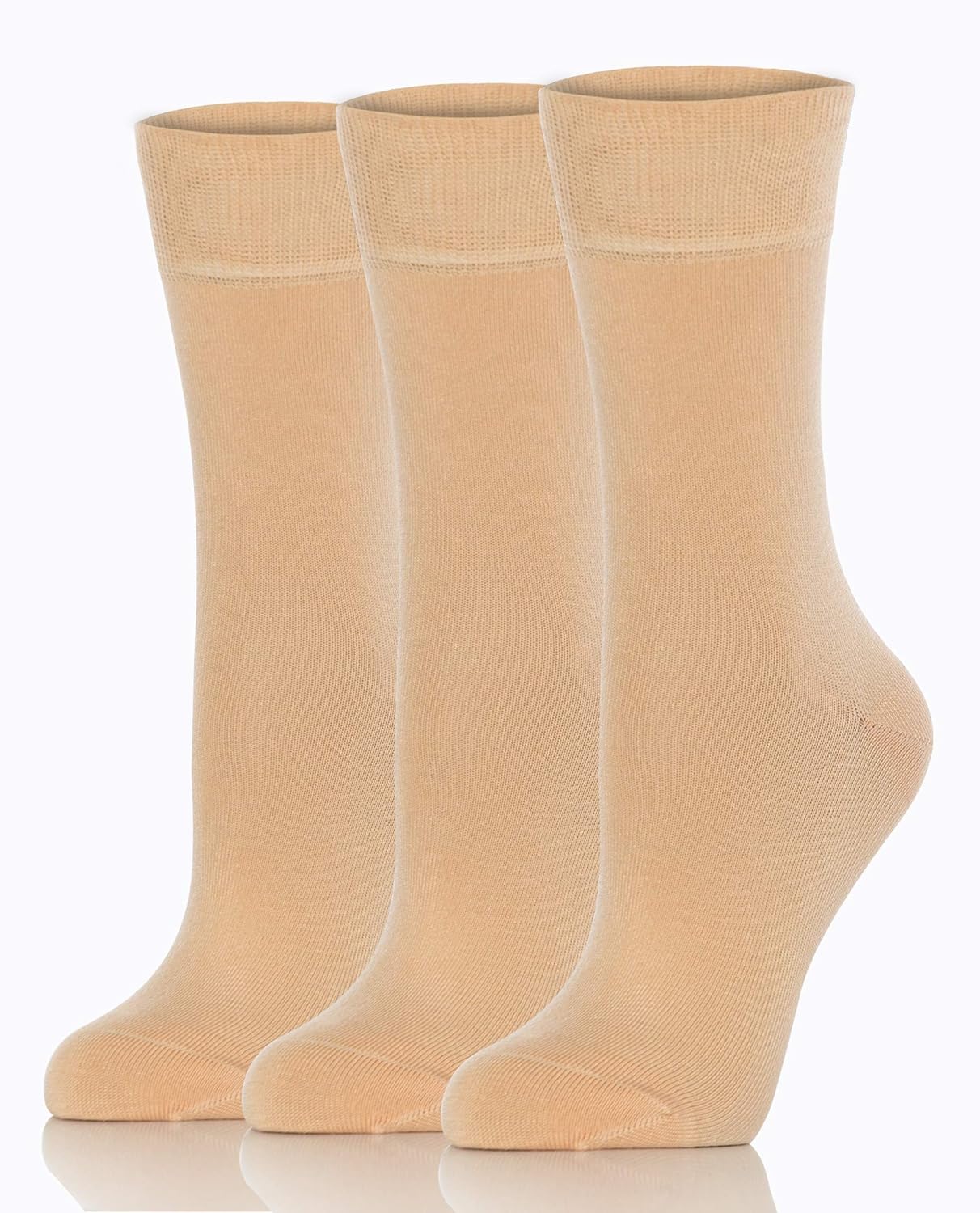 Bamboo Set of 3 Dress Socks, Seamless Toe Cappuccino