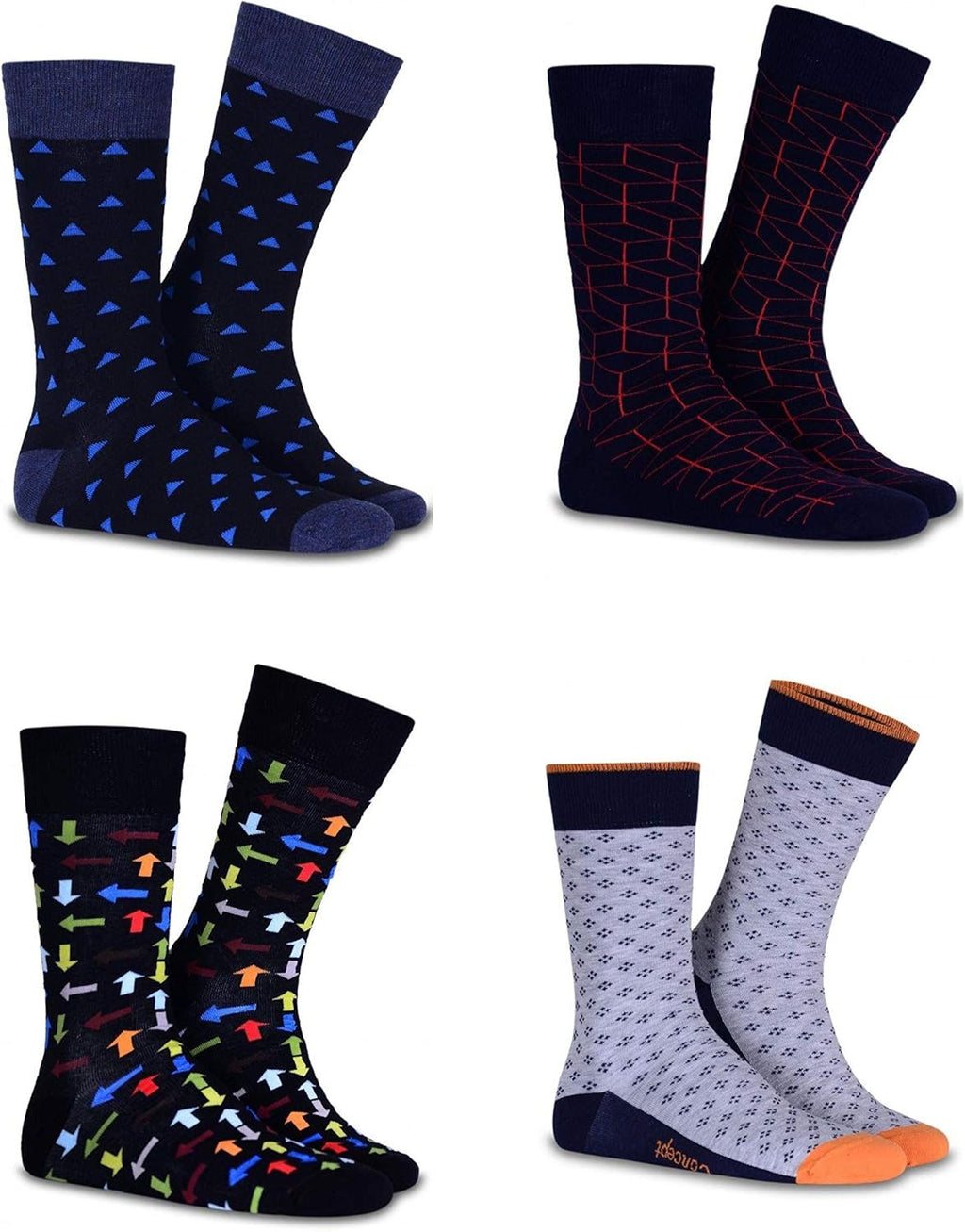 Funky Socks Set of 4 in Gift Box Geometry Novelty Socks