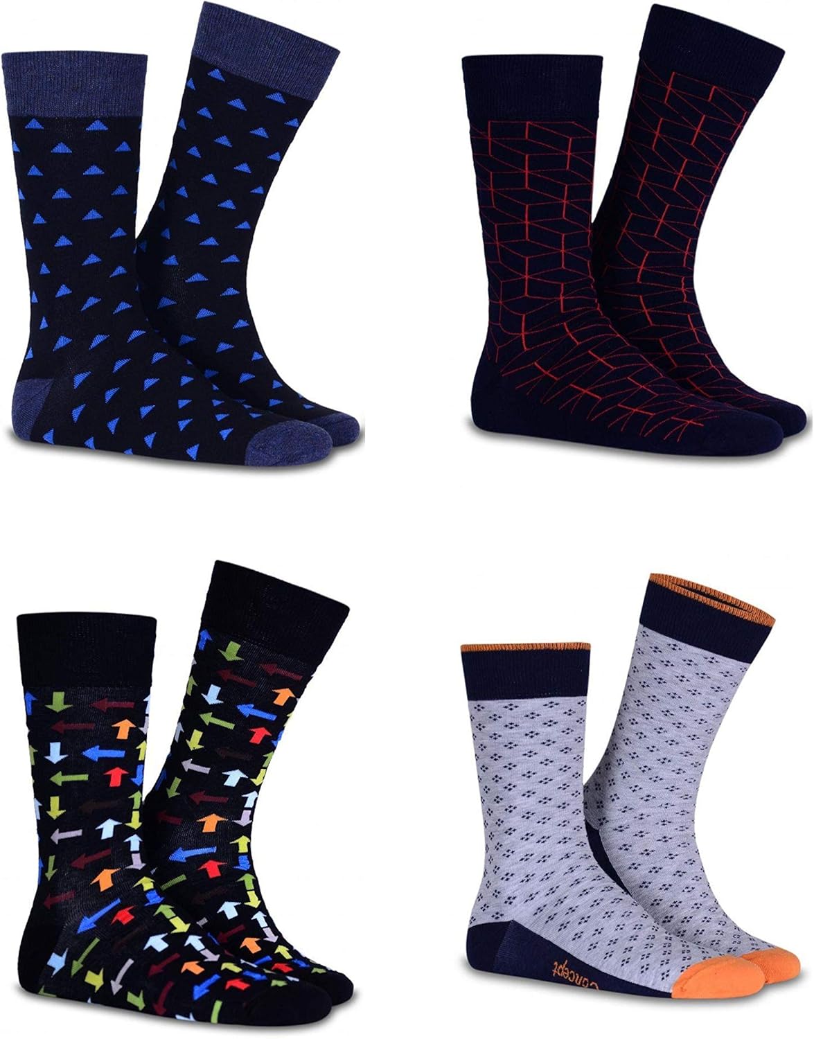 Funky Socks Set of 4 in Gift Box Geometry Novelty Socks