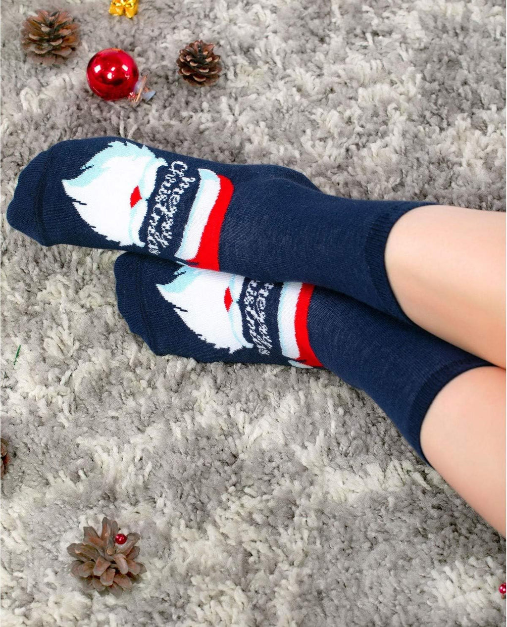 Santa Christmas Unisex Socks Navy