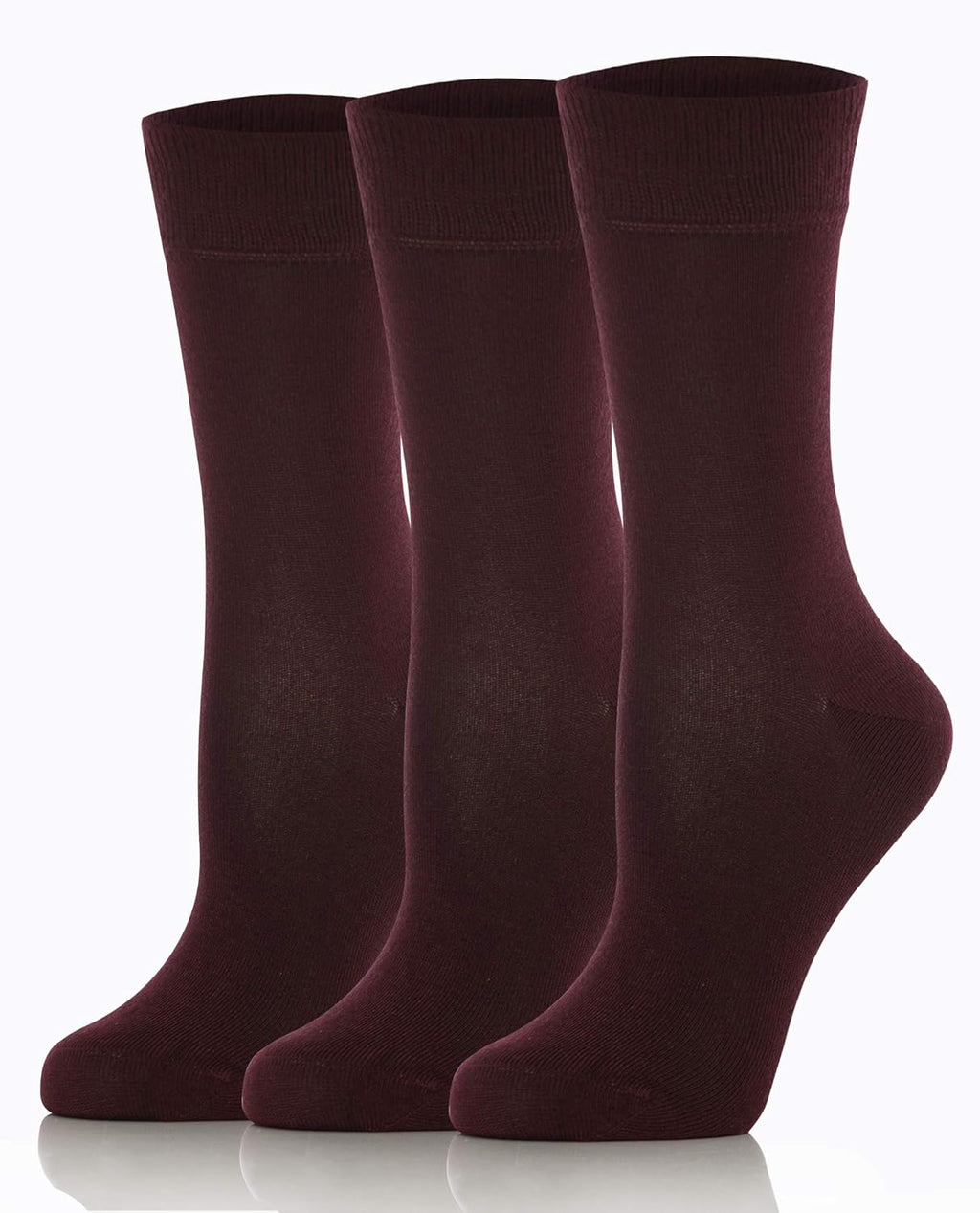 Bamboo Set of 3 Dress Socks, Seamless Toe Wine