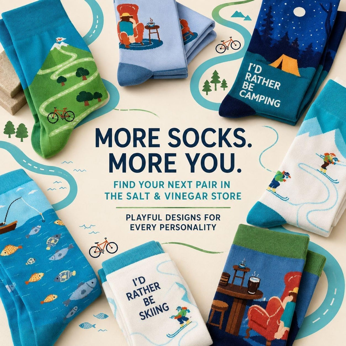 Salt & Vinegar I'd Rather Be | Funny Socks | Novelty Socks for Men, Women, Boys and Girls