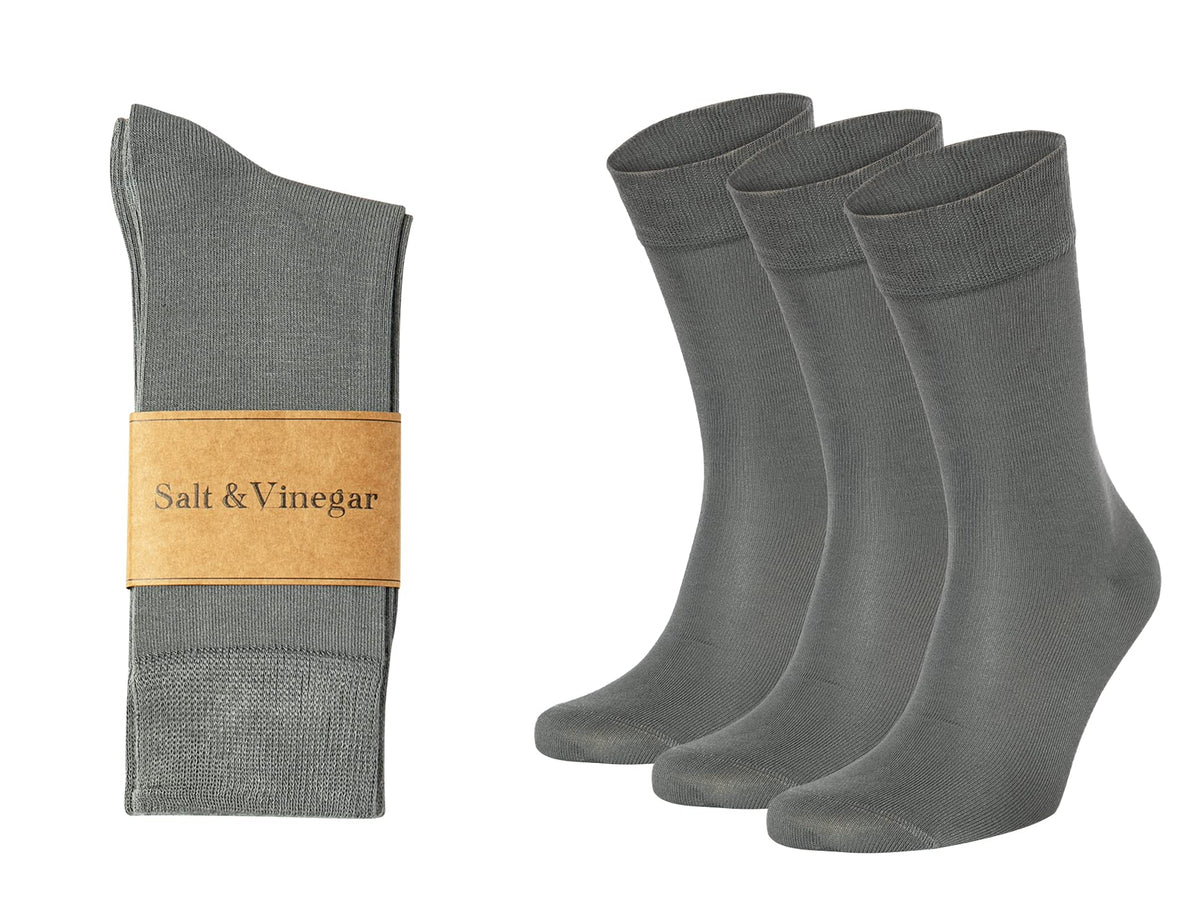 Salt & Vinegar Mens & Womens Bamboo Socks, 3 Pack Dress Socks, Soft Comfy Natural, Seamless Toe, UK Size 4-7 & 7-11