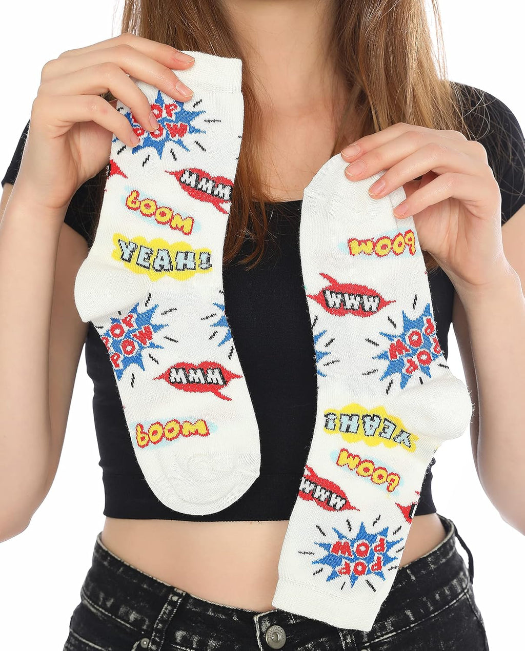 Comic Book Effects Funky Socks White