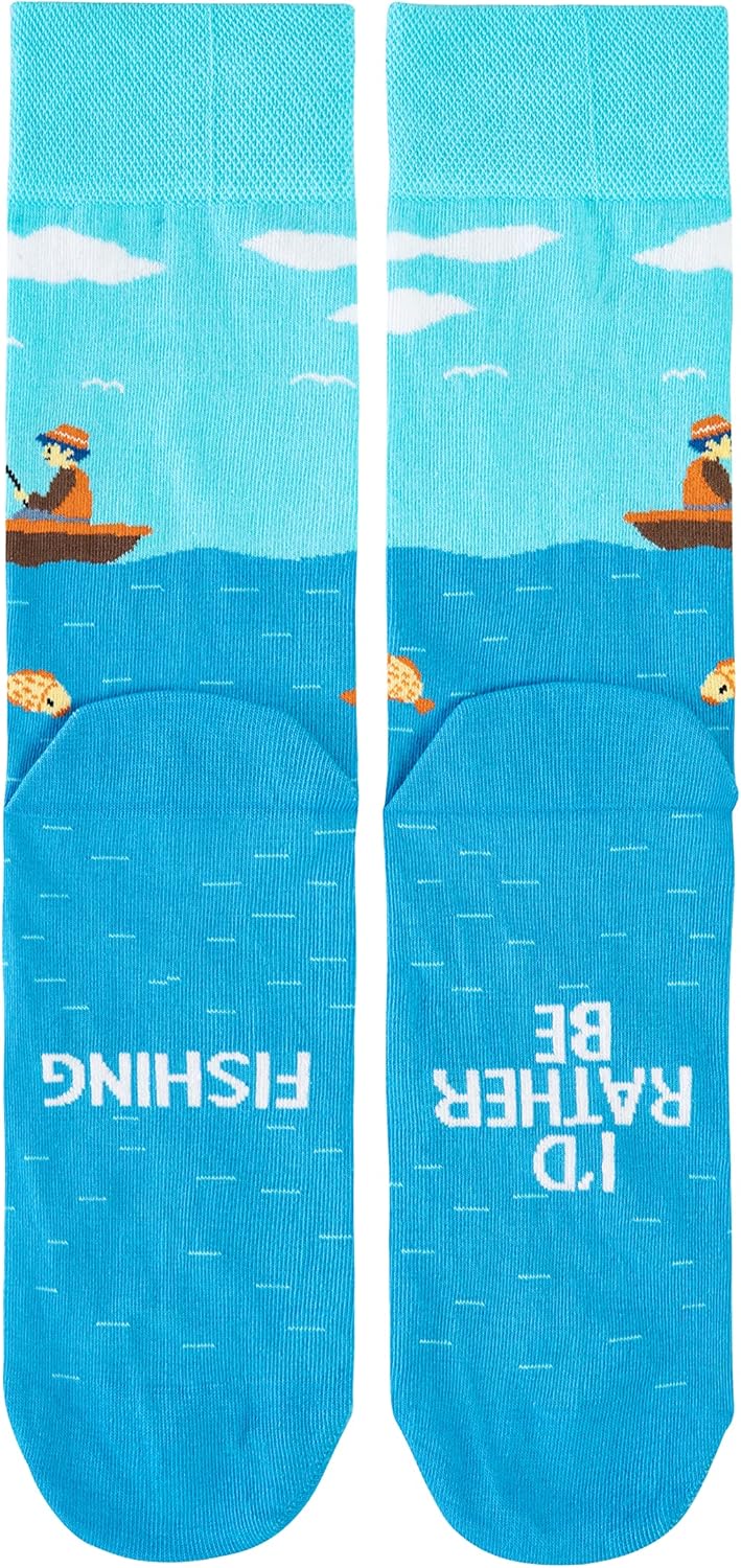 I'd Rather Be Fishing Hobby Funny Novelty Socks