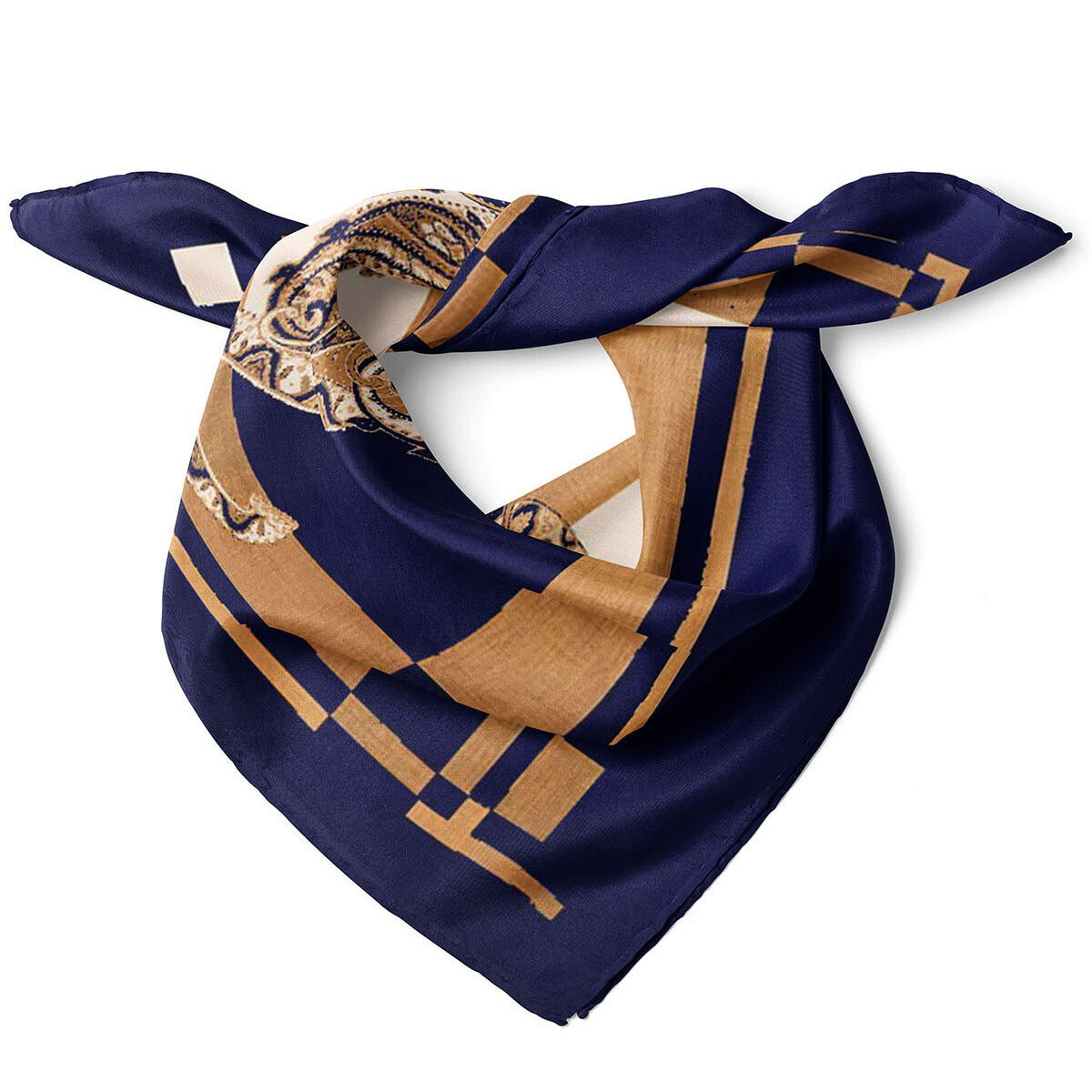 Pegasus Pattern Satin Bandana Scarf |Navy Blue