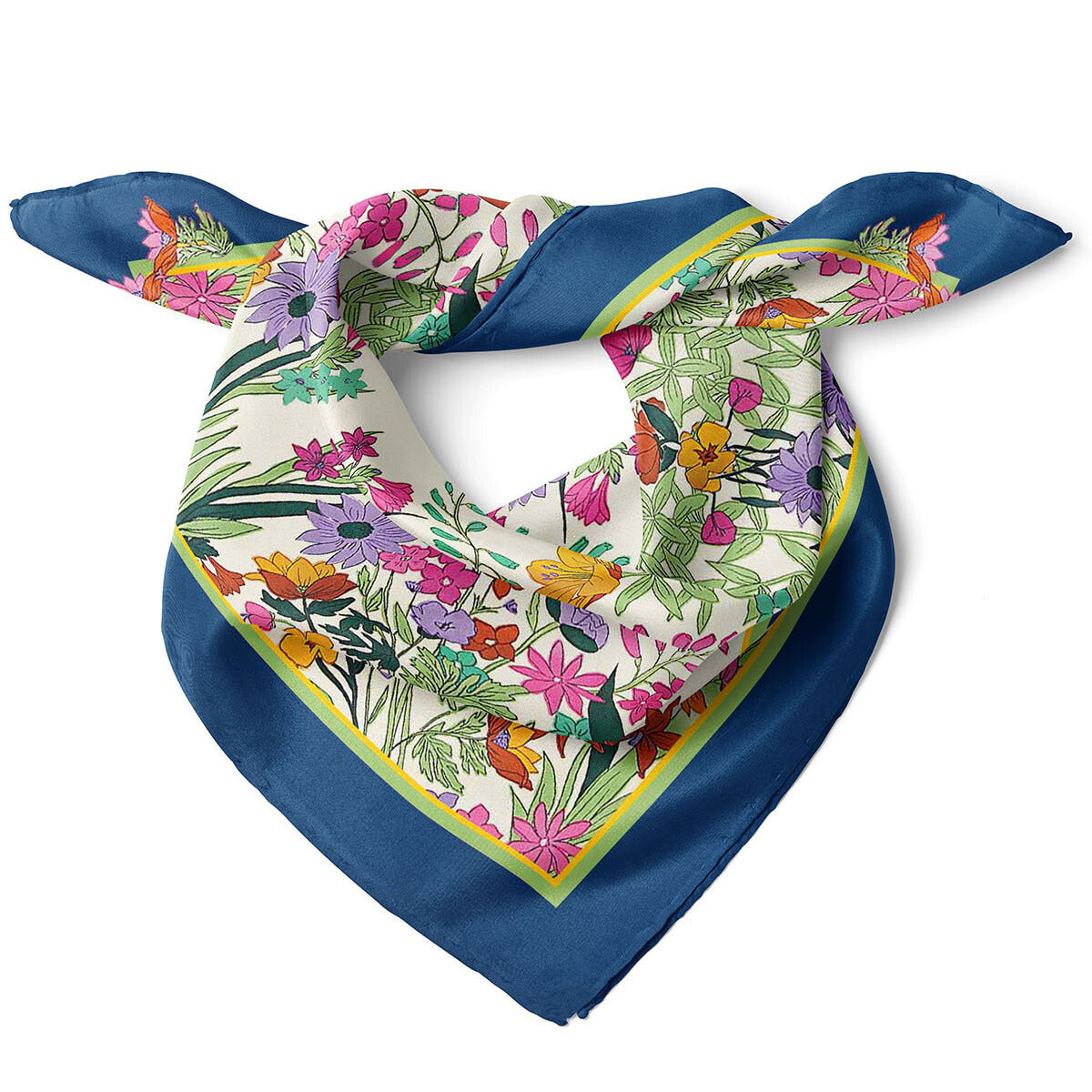 Flowers Frame Pattern Satin Bandana Scarf