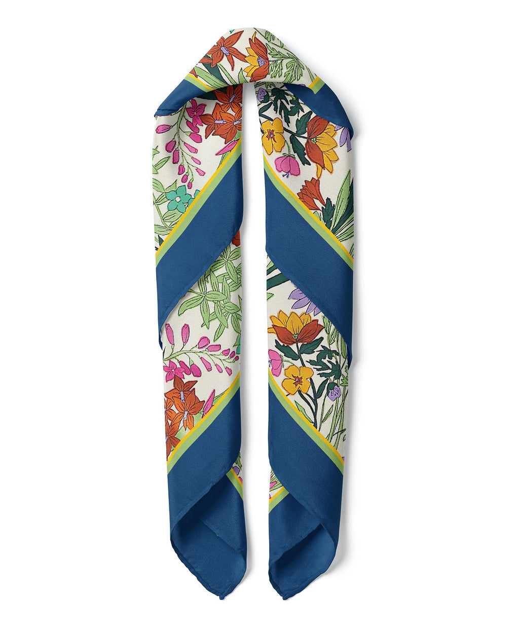 Flowers Frame Pattern Satin Bandana Scarf