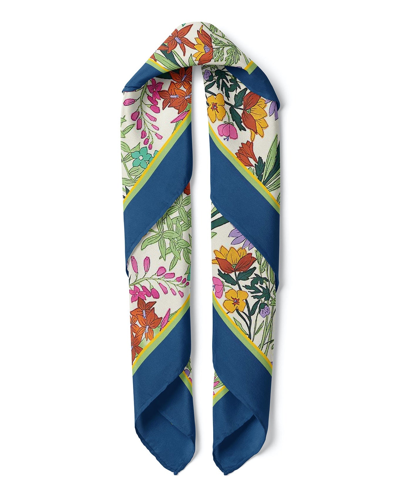 Flowers Frame Pattern Satin Bandana Scarf