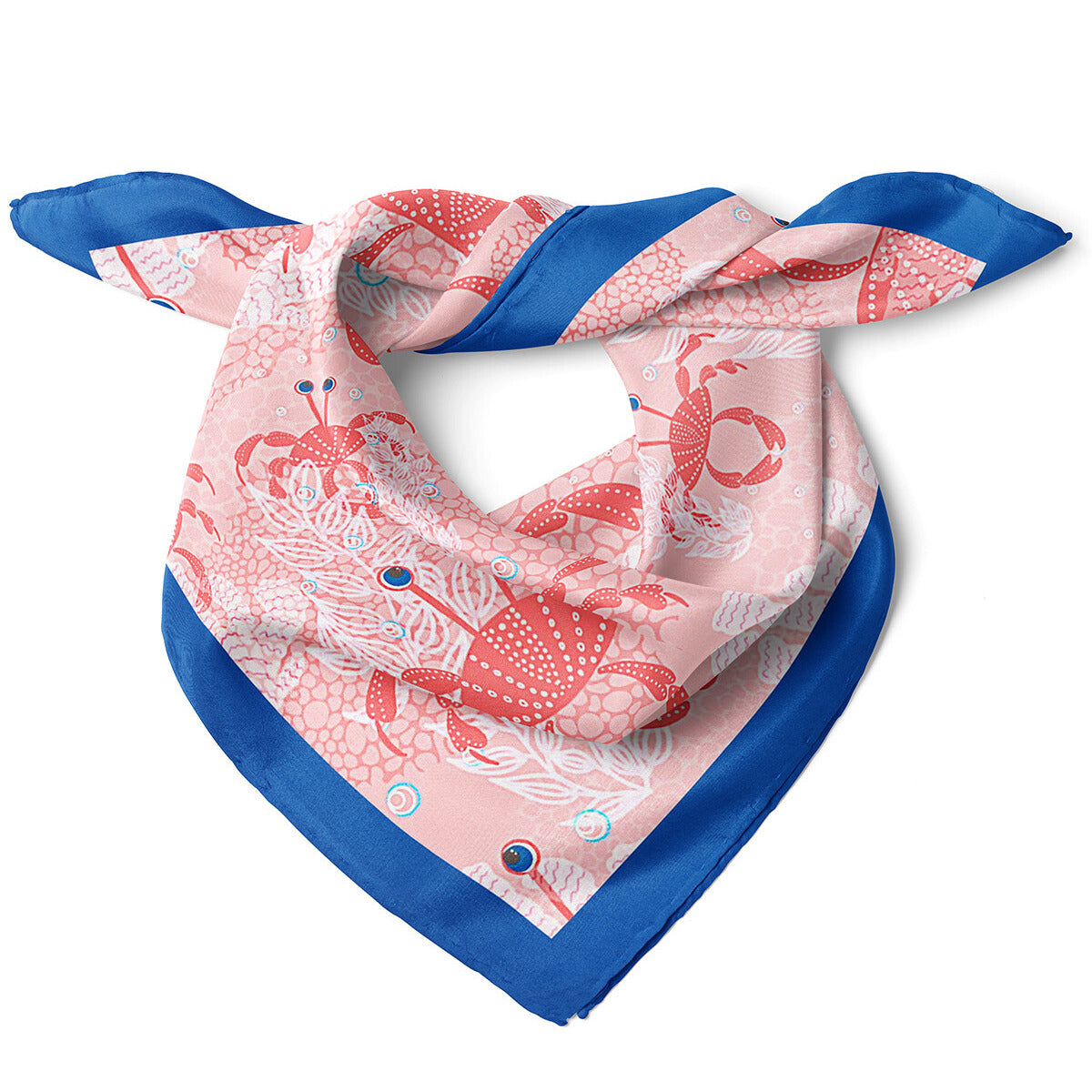 Crab Print Satin Bandana Scarf |Pink