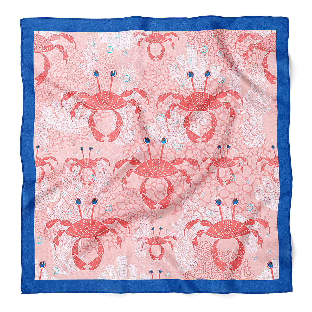 Crab Print Satin Bandana Scarf |Pink