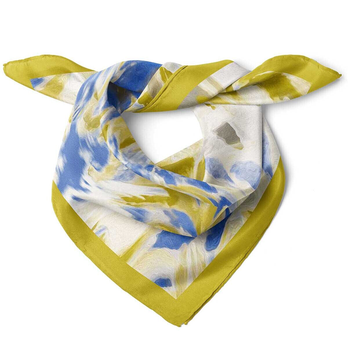 Watercolour Pattern Satin Bandana Scarf |Oil Green