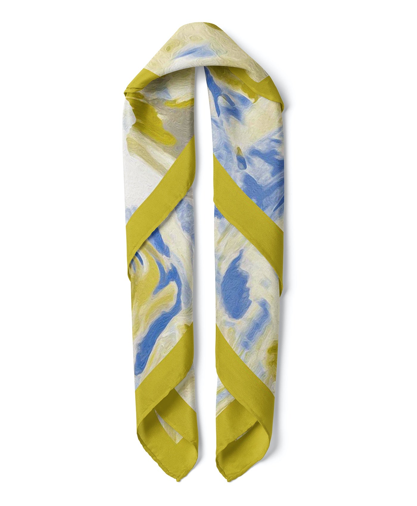 Watercolour Pattern Satin Bandana Scarf |Oil Green