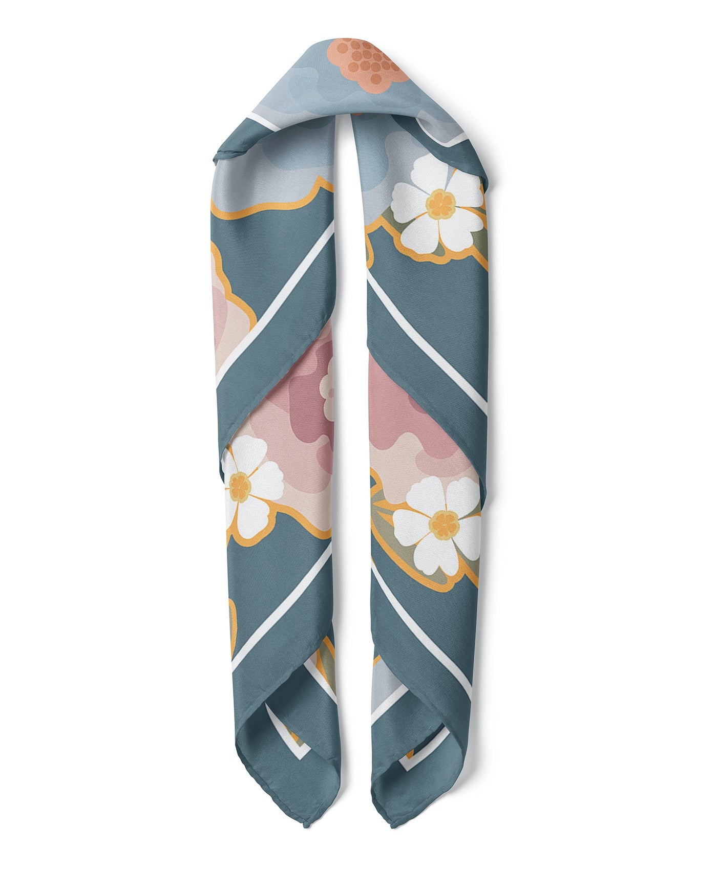 Pastel Spring Flowers Print Satin Bandana Scarf
