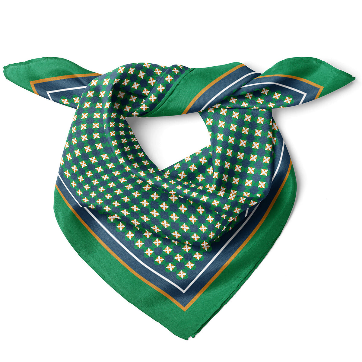 Retro Pattern Satin Bandana Scarf |Green