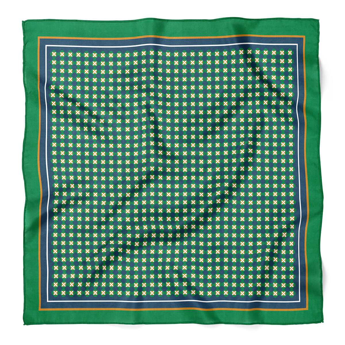 Retro Pattern Satin Bandana Scarf |Green