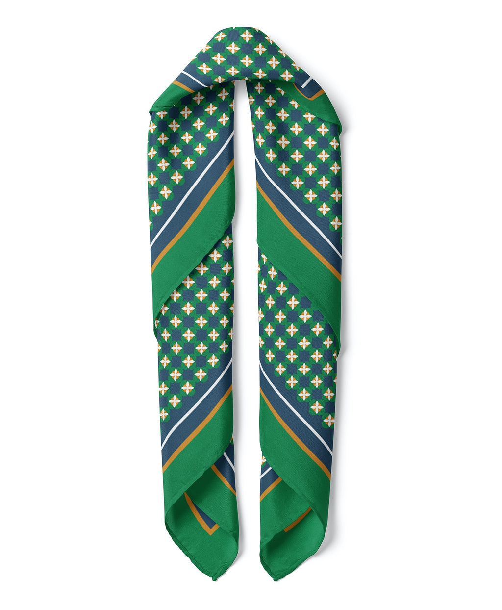 Retro Pattern Satin Bandana Scarf |Green