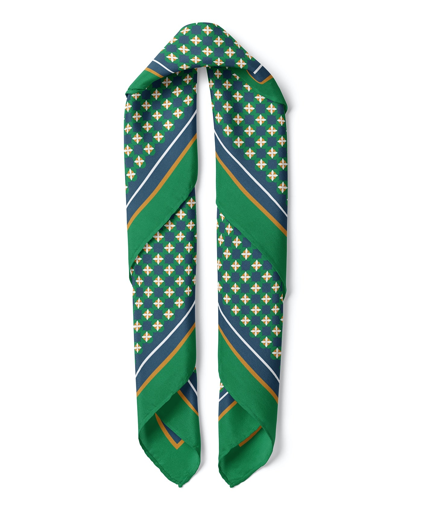 Retro Pattern Satin Bandana Scarf |Green