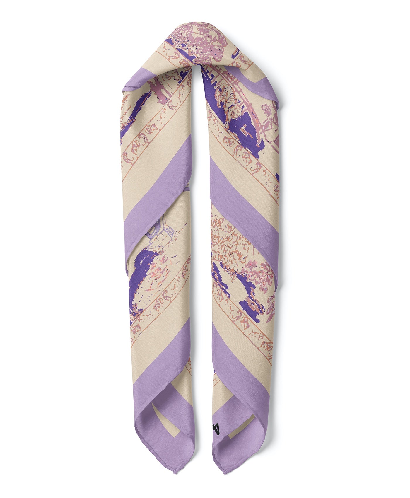 Flying Cranes Pattern Satin Bandana Scarf |Lilac