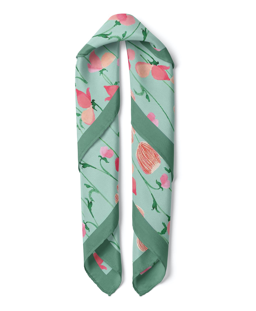 Tulip Garden Satin Bandana Scarf |Mint Green