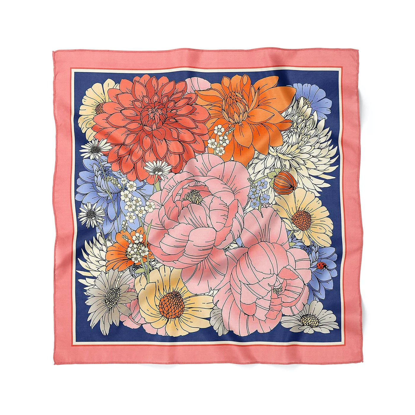Spring Flowers Print Satin Bandana Scarf