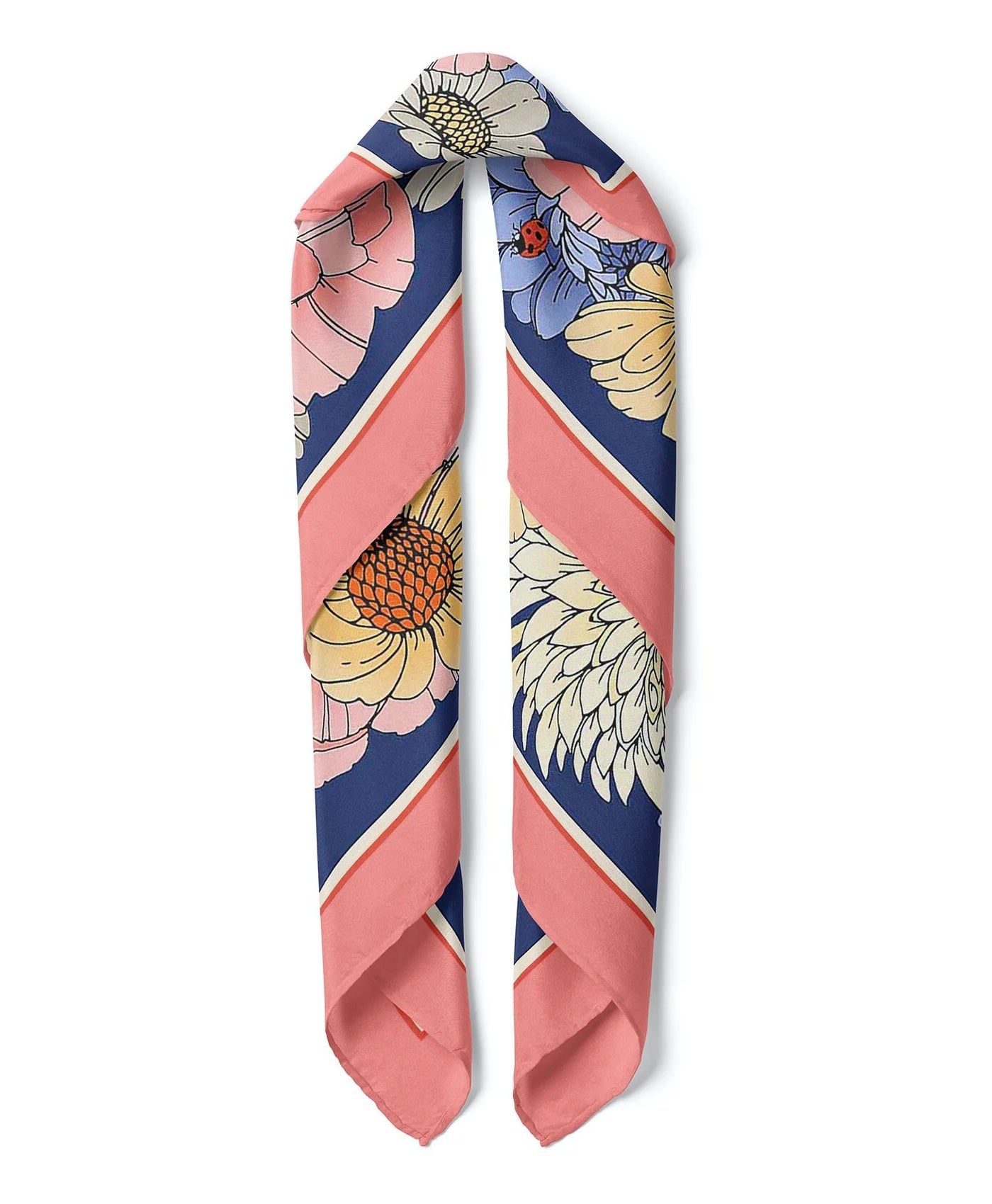 Spring Flowers Print Satin Bandana Scarf