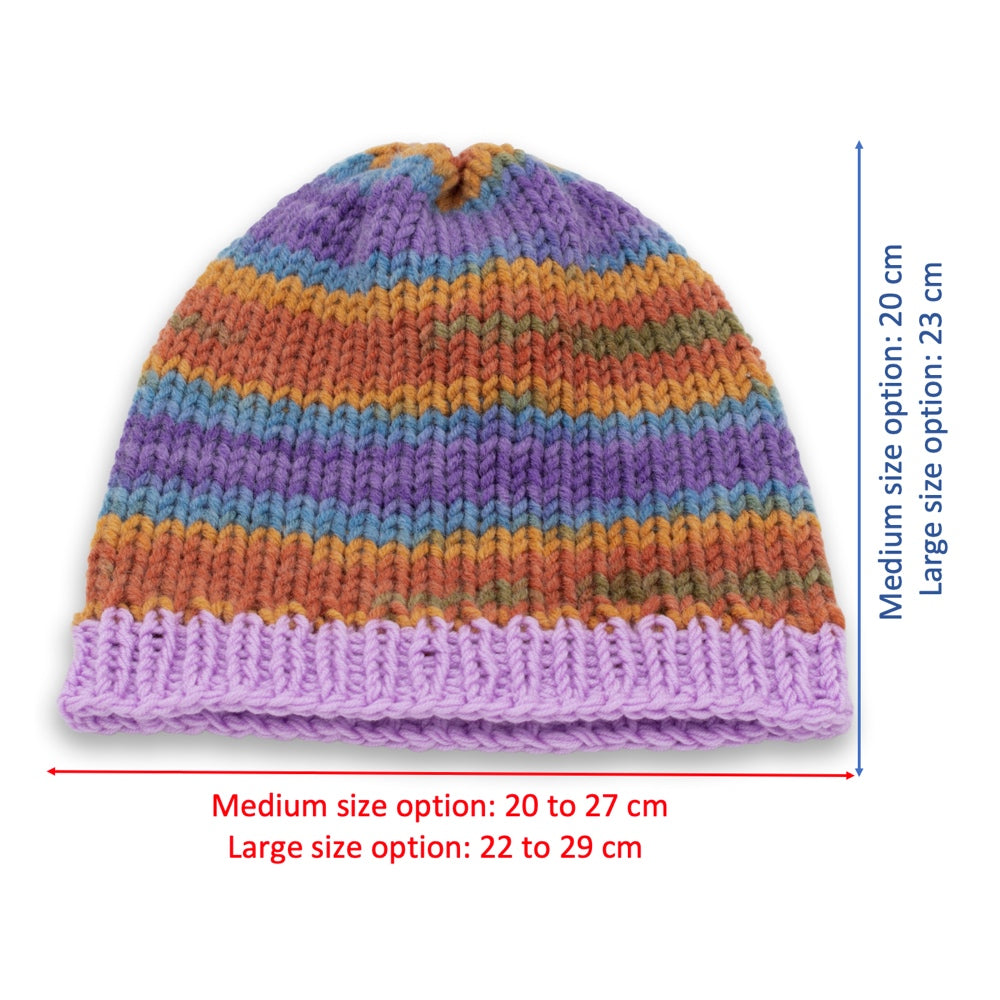 Chunky Beanie Winter Hat | Puple & Orange
