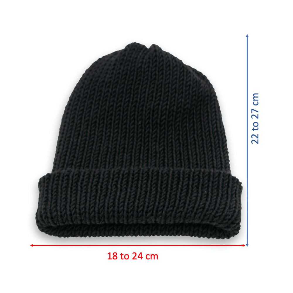 Kids Double-faced Beanie Hat | Black