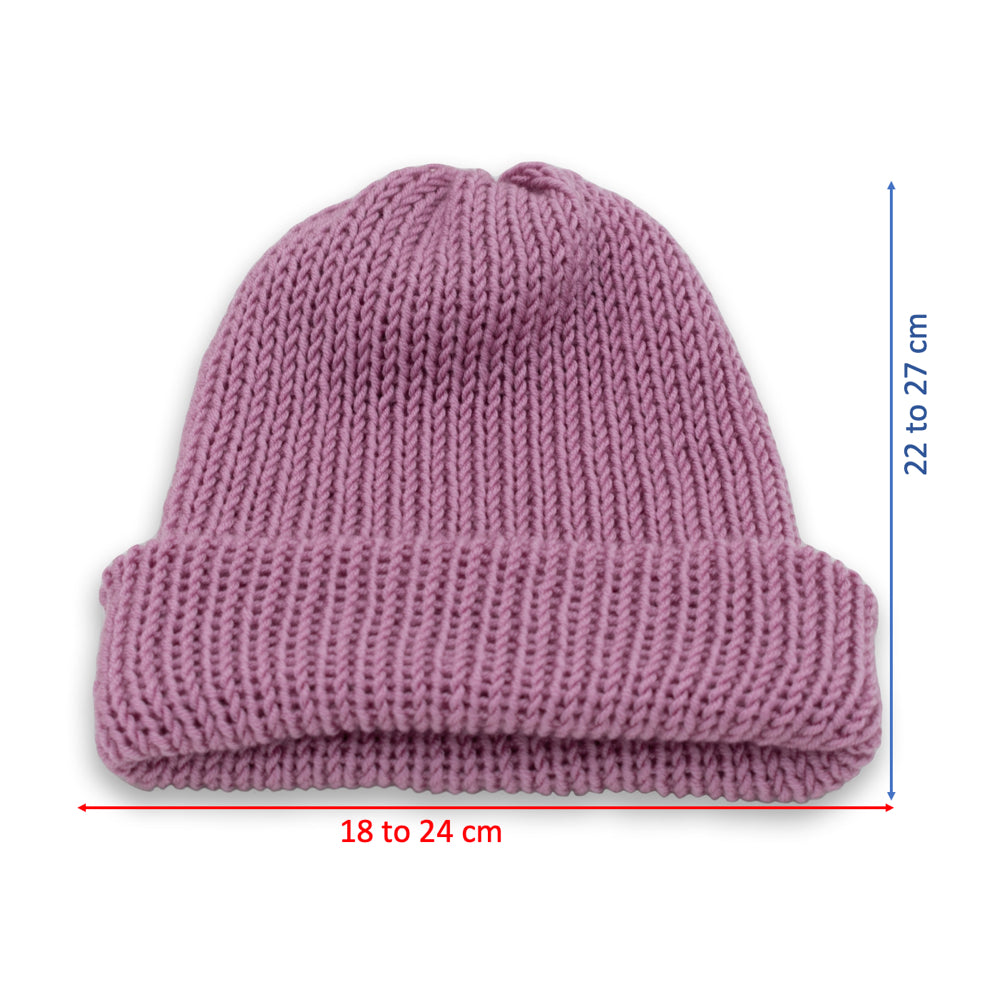 Kids Double-faced Beanie Hat | Dusty Rose