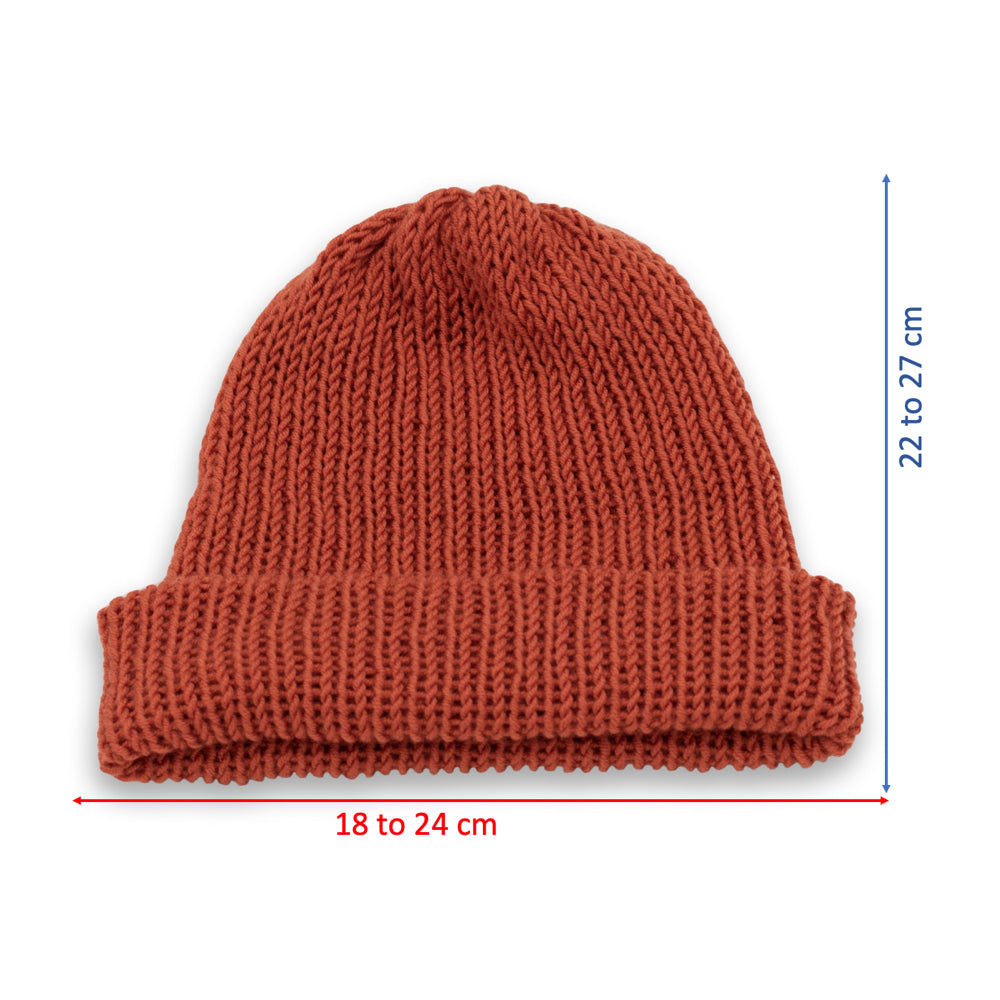 Kids Double-faced Beanie Hat with Button | Orange