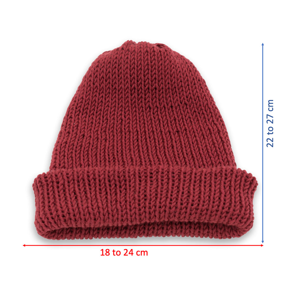 Kids Double-faced Beanie Hat | Burgundy
