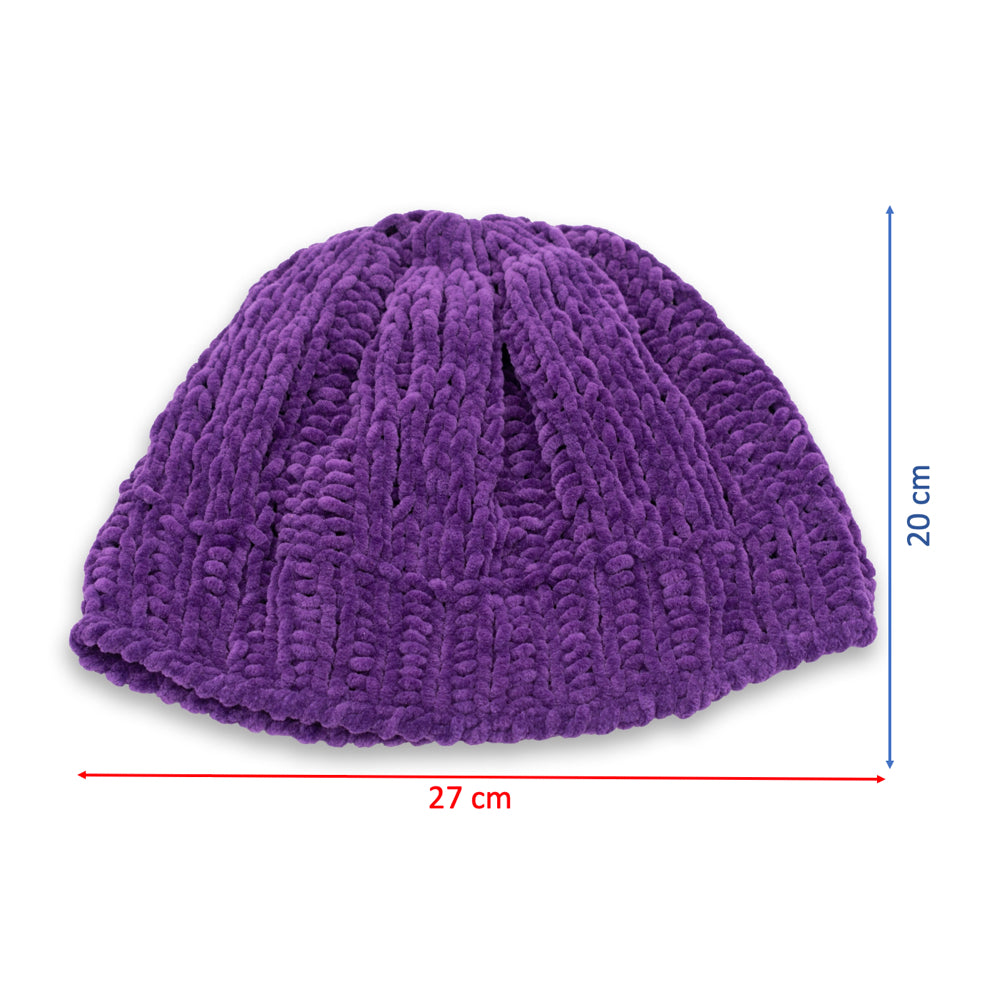 Velvety Soft Beanie Hat | Purple