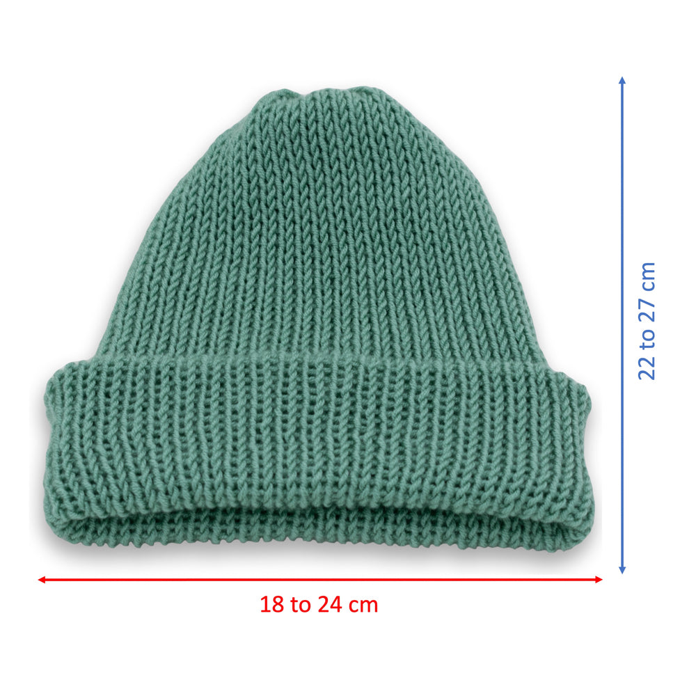 Kids Double-faced Beanie Hat with Button | Mint