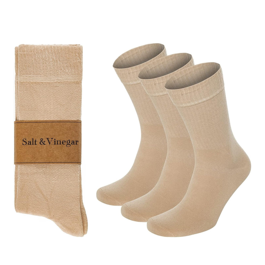 Bamboo Crew Socks Set of 3 | Soft Colours | Size 4-7 & 7-11