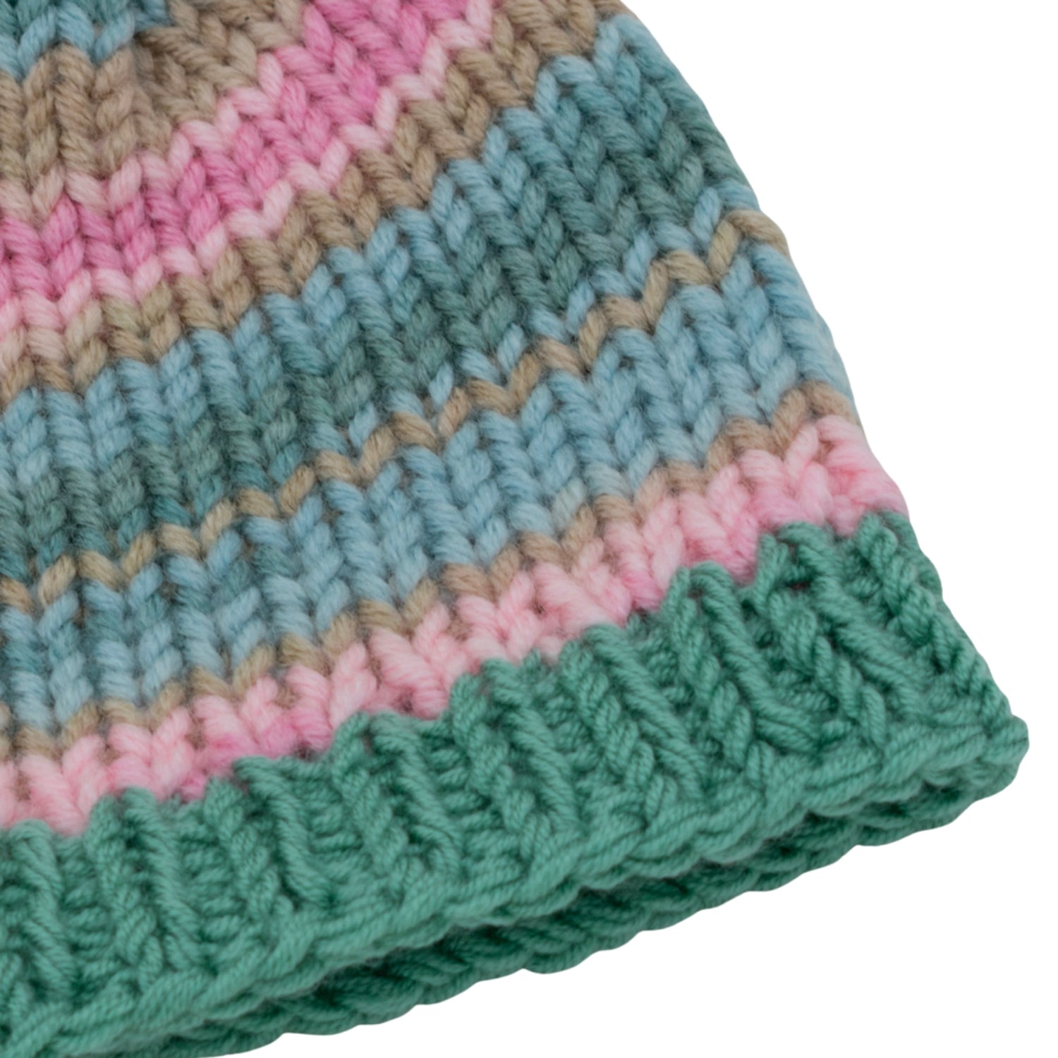 Chunky Beanie Winter Hat | Mint & Pink