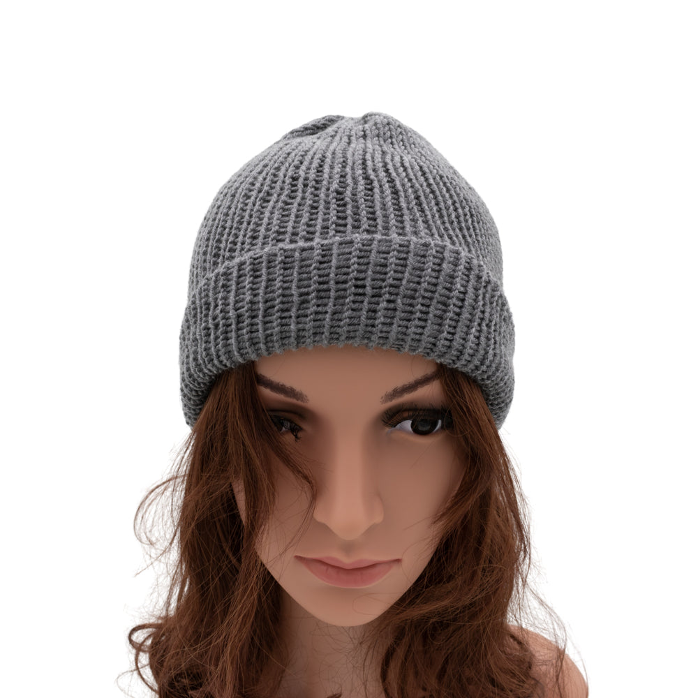 Reversible Hand-knit Beanie Hat - Unisex Style