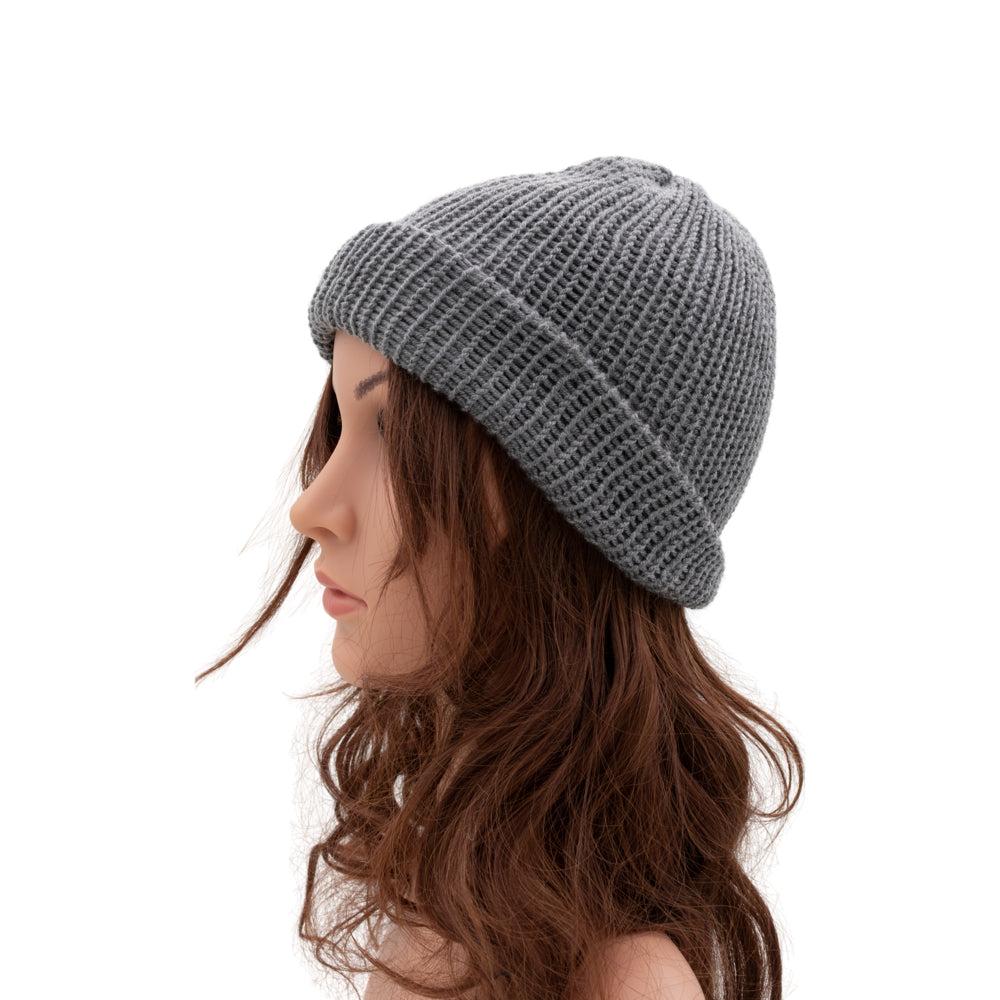 Reversible Hand-knit Beanie Hat - Unisex Style