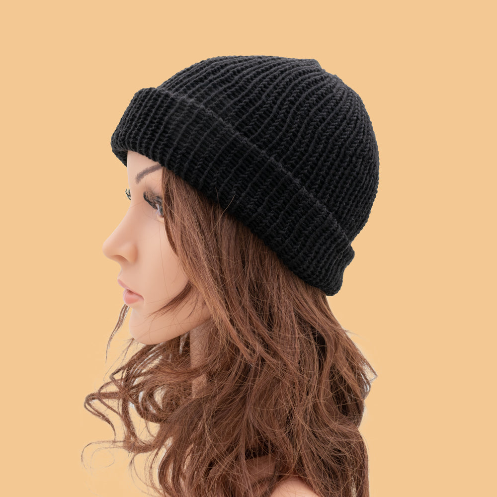 Unisex Double-faced Beanie Hat | Black