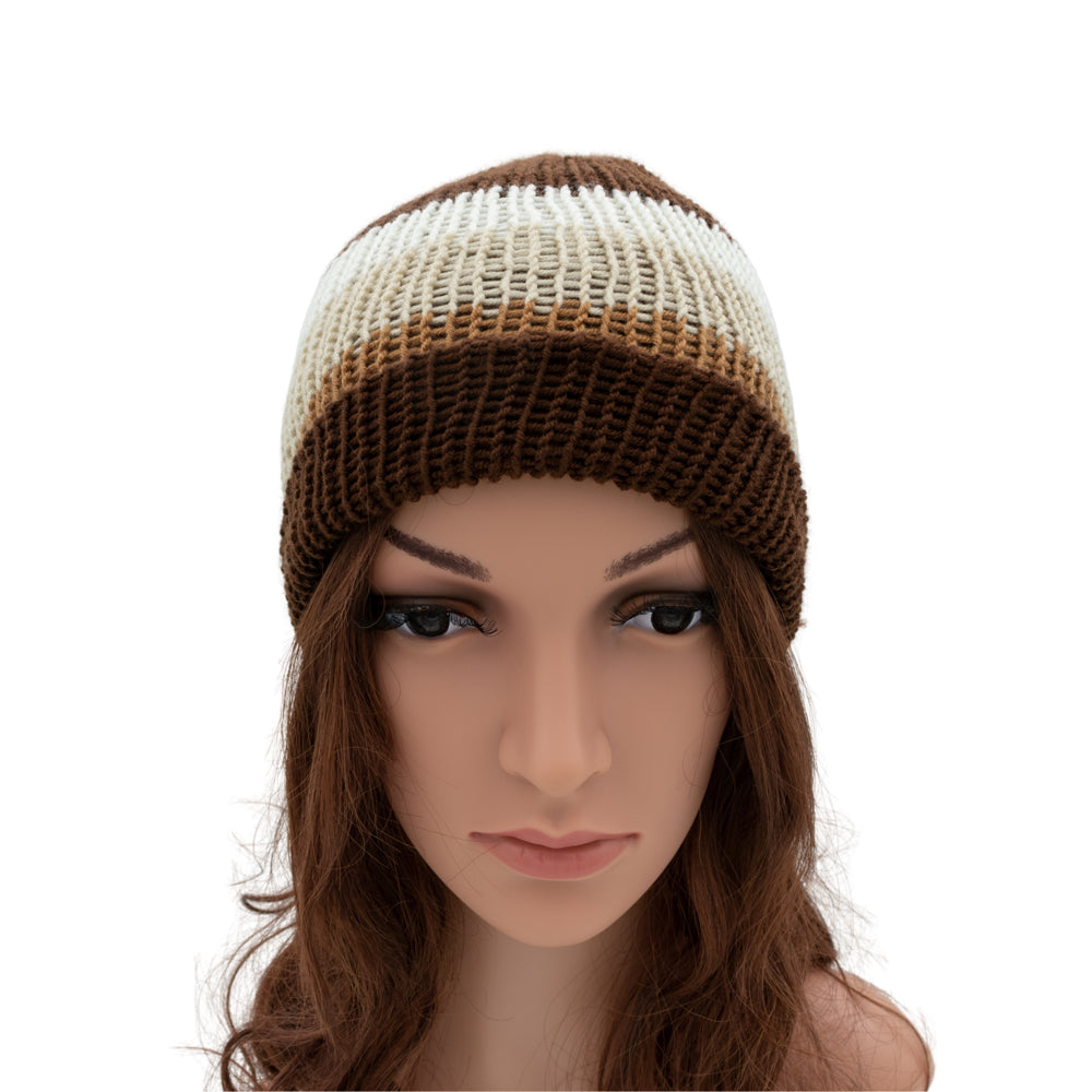 Reversible Hand-knit Beanie Hat - Unisex Style