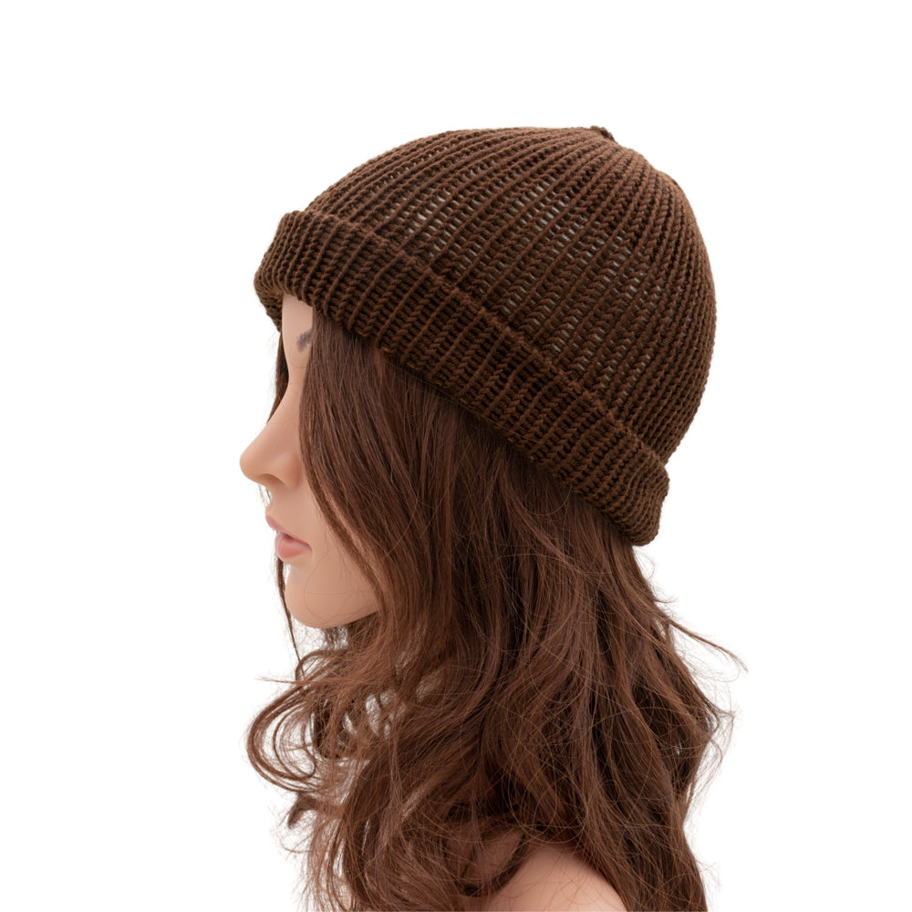Reversible Hand-knit Beanie Hat - Unisex Style