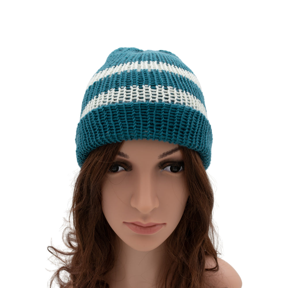 Reversible Hand-knit Beanie Hat - Unisex Style