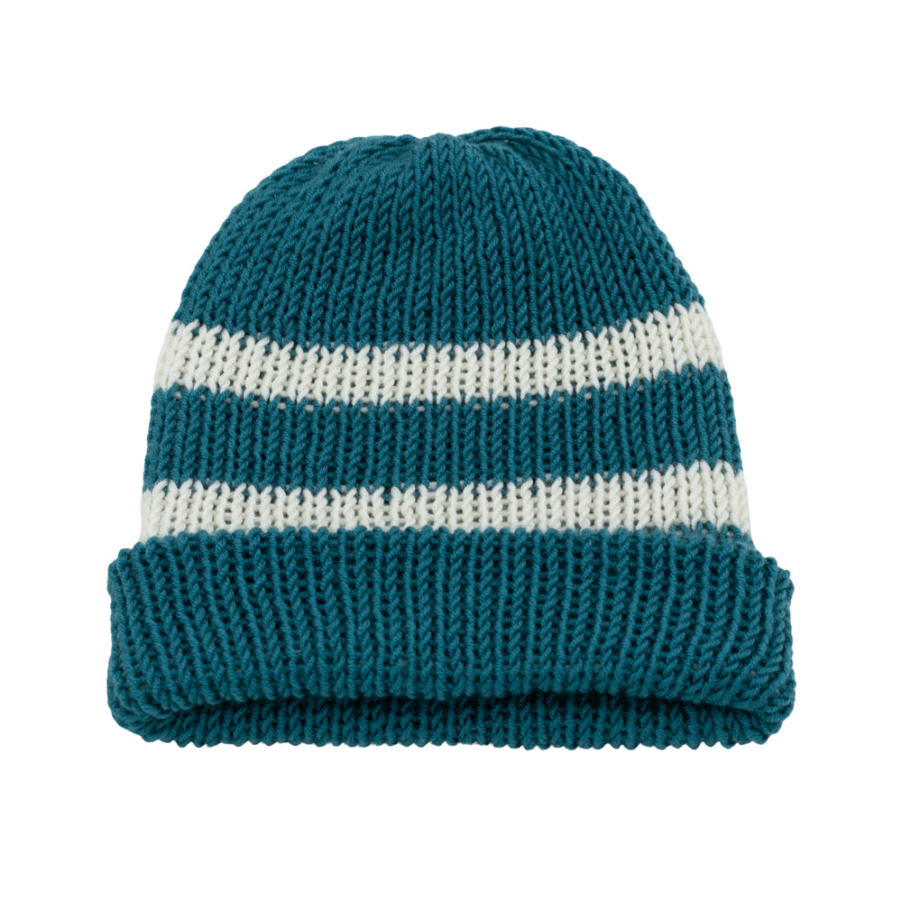 Reversible Hand-knit Beanie Hat - Unisex Style