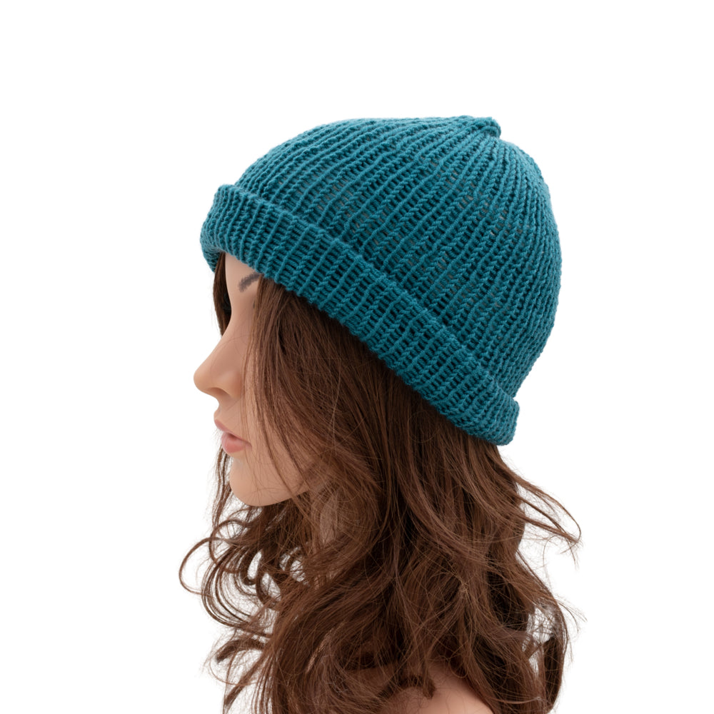 Reversible Hand-knit Beanie Hat - Unisex Style