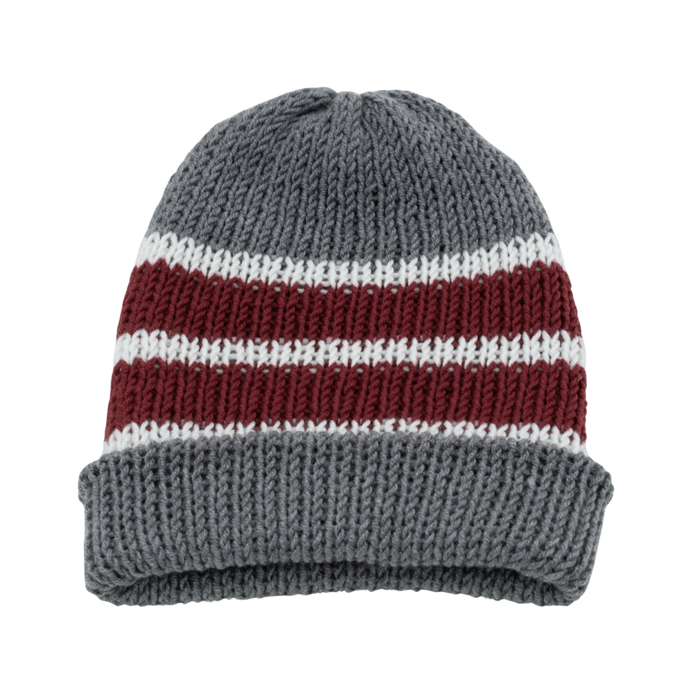Reversible Hand-knit Beanie Hat - Unisex Style