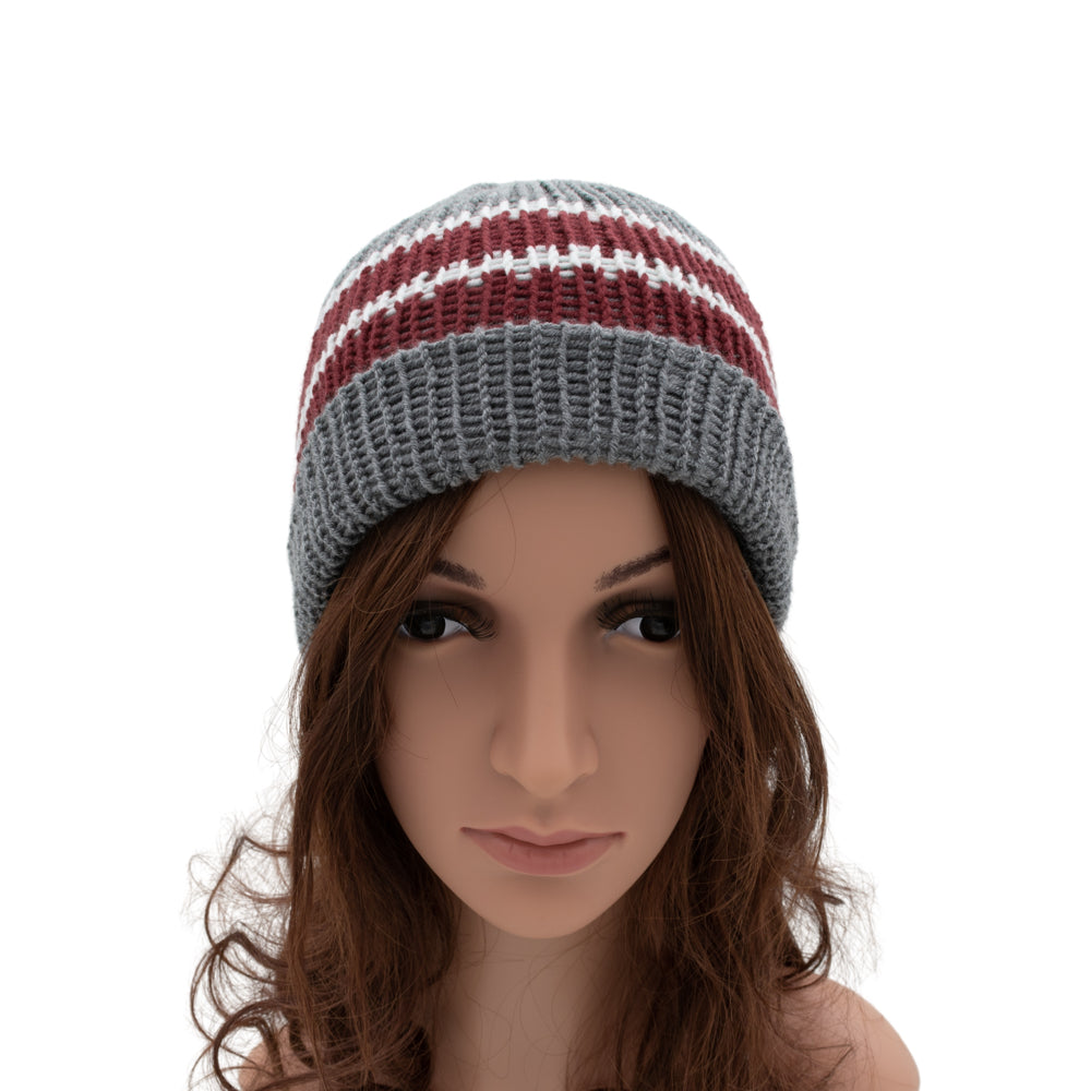Reversible Hand-knit Beanie Hat - Unisex Style