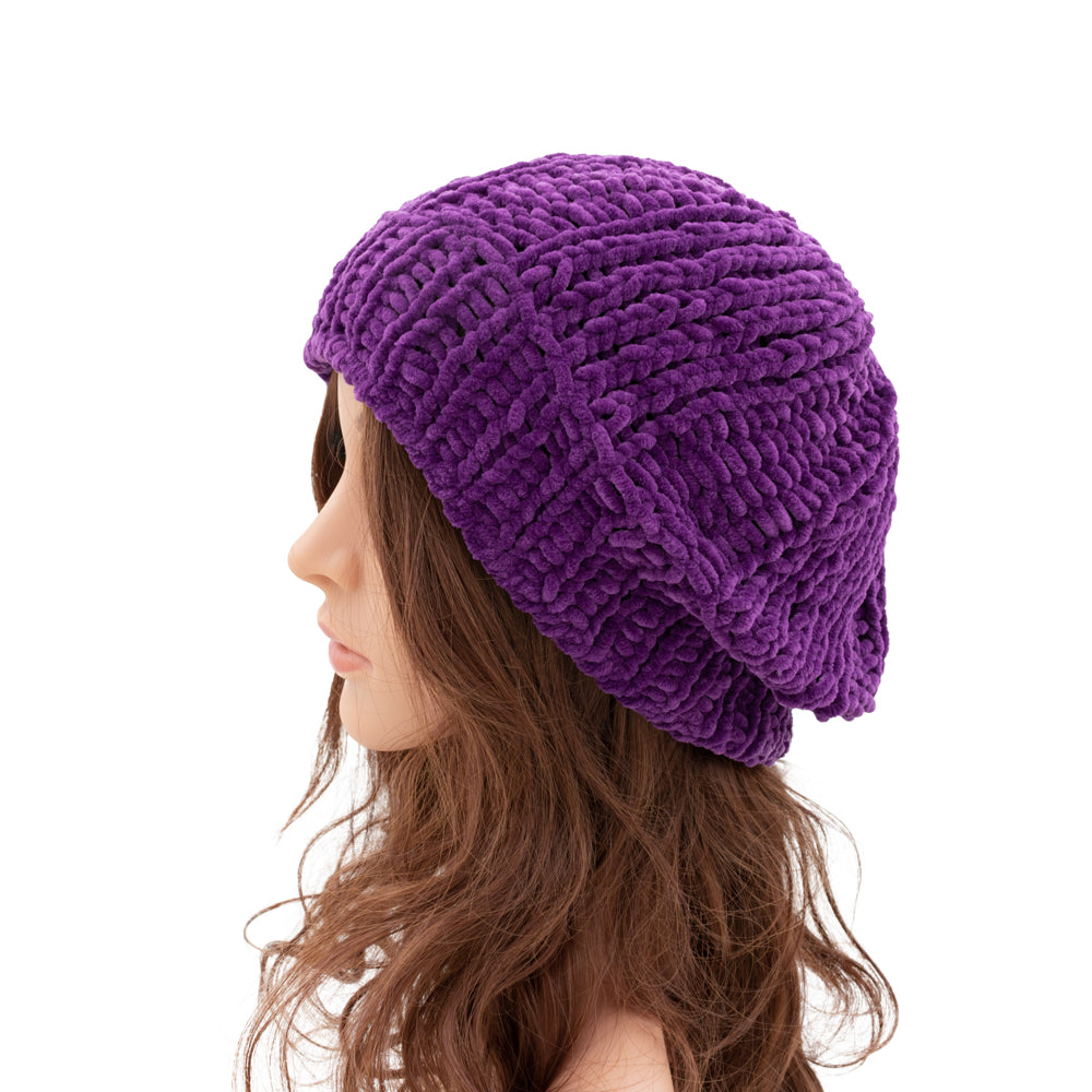 Velvety Soft Beanie Hat | Purple