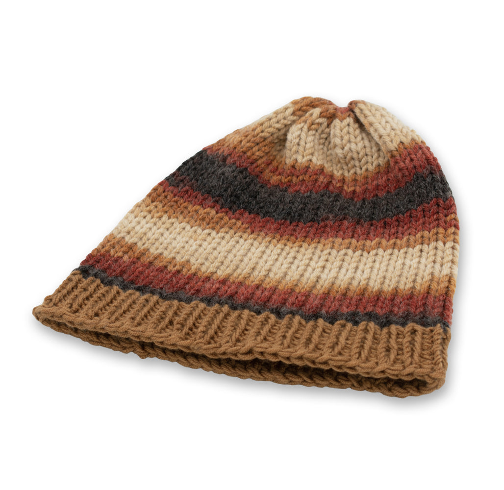 Chunky Beanie Winter Hat | Brown & Beige