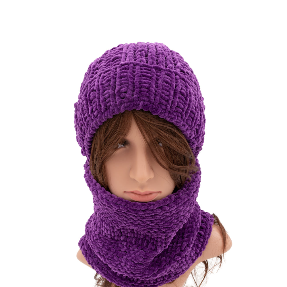 Velvety Soft Beanie & Neck Warmer Set | Pink