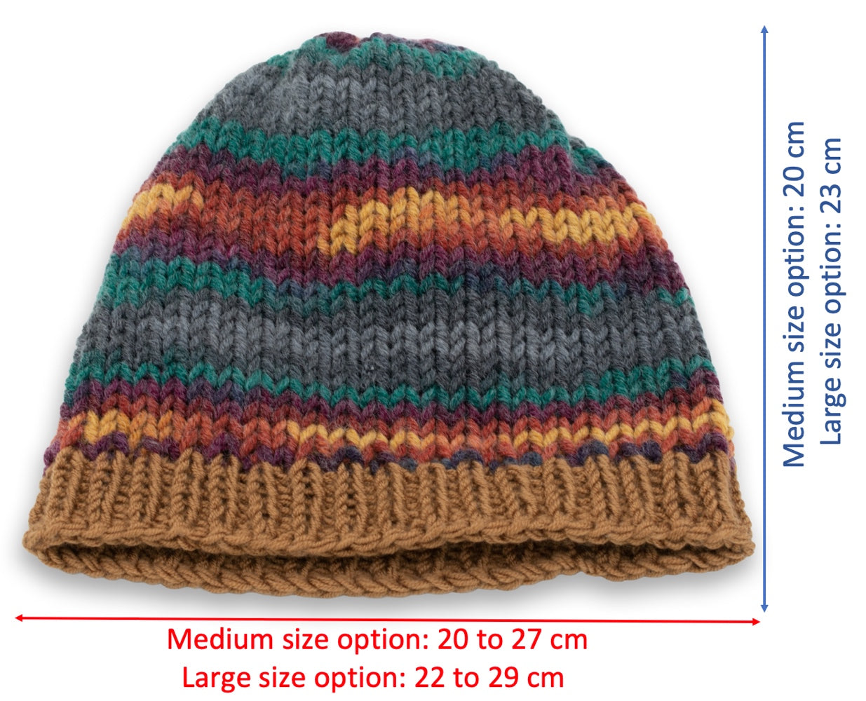 Chunky Beanie Winter Hat | Brown & Emerald