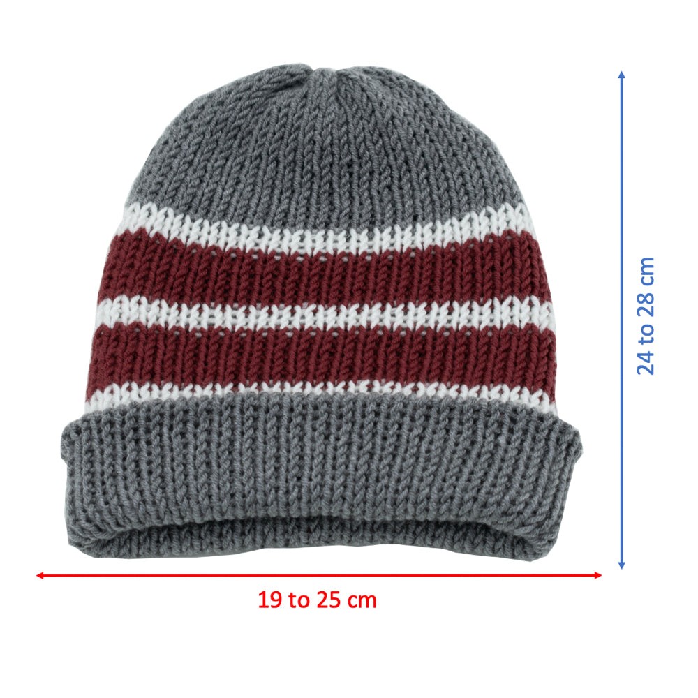 Reversible Hand-knit Beanie Hat - Unisex Style